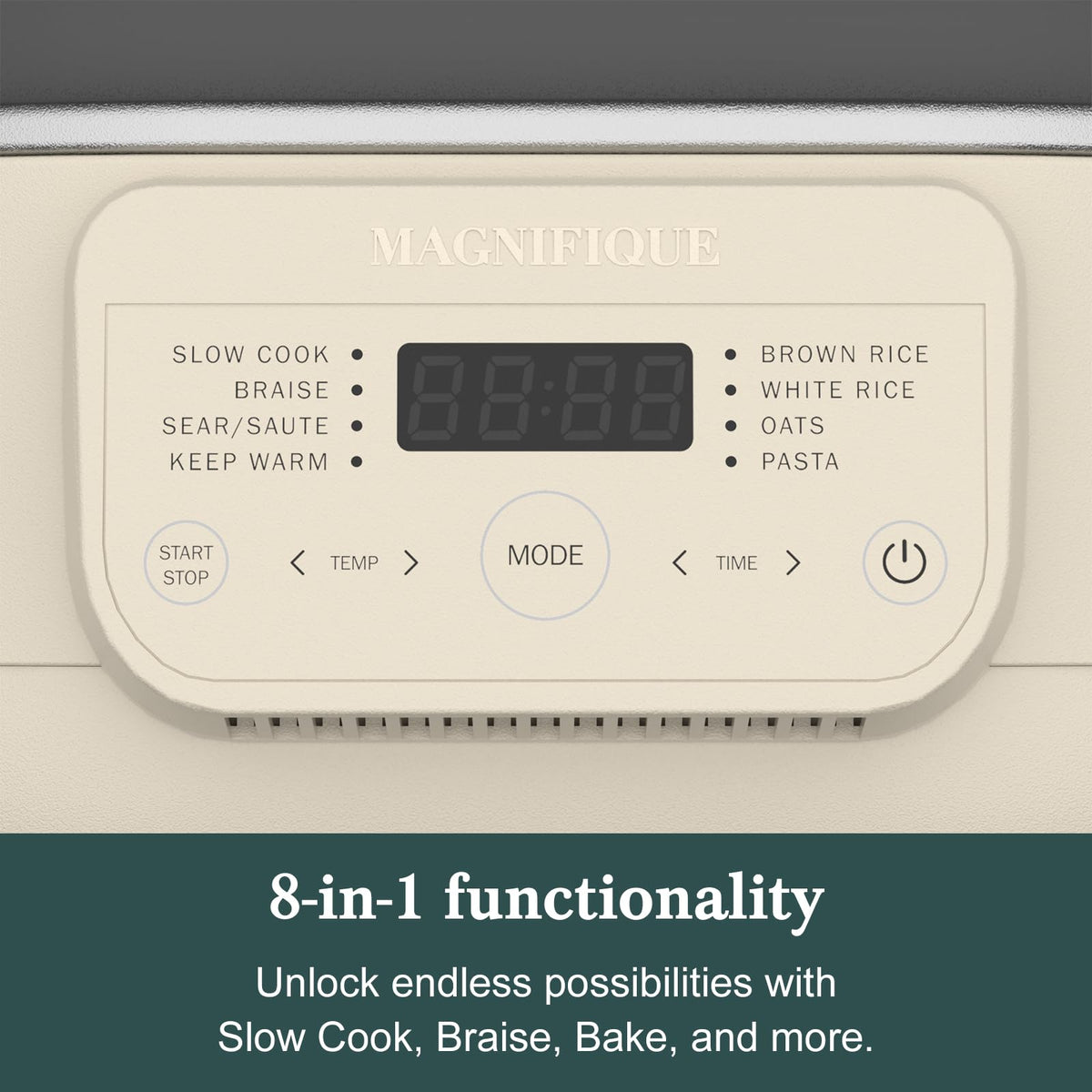 MAGNIFIQUE 6 Quart Multi-Cooker with 8-in-1 Casserole Programmable Slow Cooker, Dutch Oven, Pasta, Nonstick, Oven Safe Pot to 500°F Oatmeal