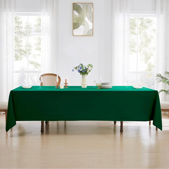 Rectangle Tablecloths 60x120 Inch 2 Pack Dark Green Tablecloth for 6ft Washable Decorative Linen Polyester Table Cloths for 8ft Dining Table Banquets Buffet Parties and Wedding