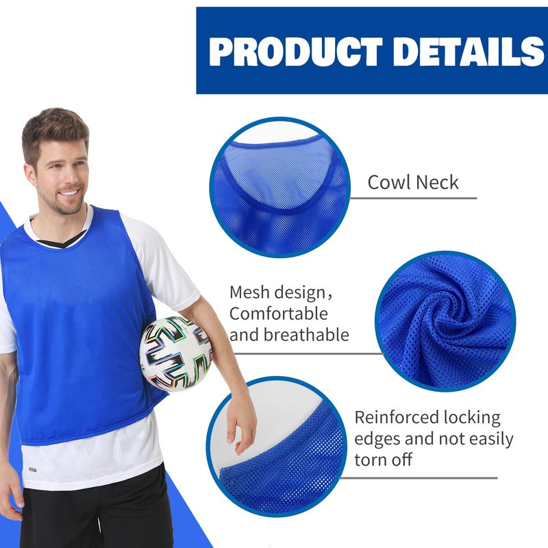 PULUOMASI 12/24/48PCS Pinnies Youth Team Pennies for Sports Kids and Scrimmage Vests for Soccer Basketball Jersey Practice