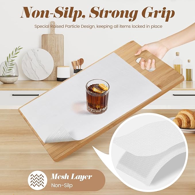 Drawer Shelf Liner for Kitchen Cabinets, Non Adhesive Slip Resistant Shelf Paper Easy to Clean, Strong Grip Thickened Waterproof Washable Mats for Pantry Shelves Cupboard Dresser(White, 12 in x 20 FT)