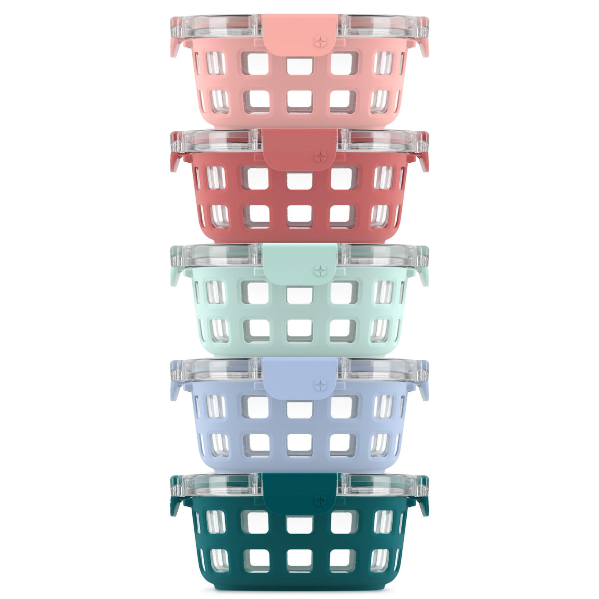 Ello Duraglass 3.4 Cup Glass Meal Prep Containers, 10 Pc, 5 Pack, Blue