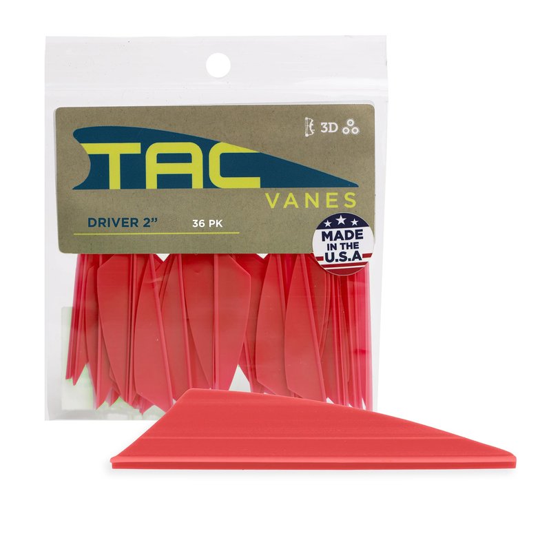 TAC Vanes 2" Driver Arrow Vanes | Archery Fletching for Compound & Crossbow | Durable, Lightweight, High Accuracy, Red 36 Pack