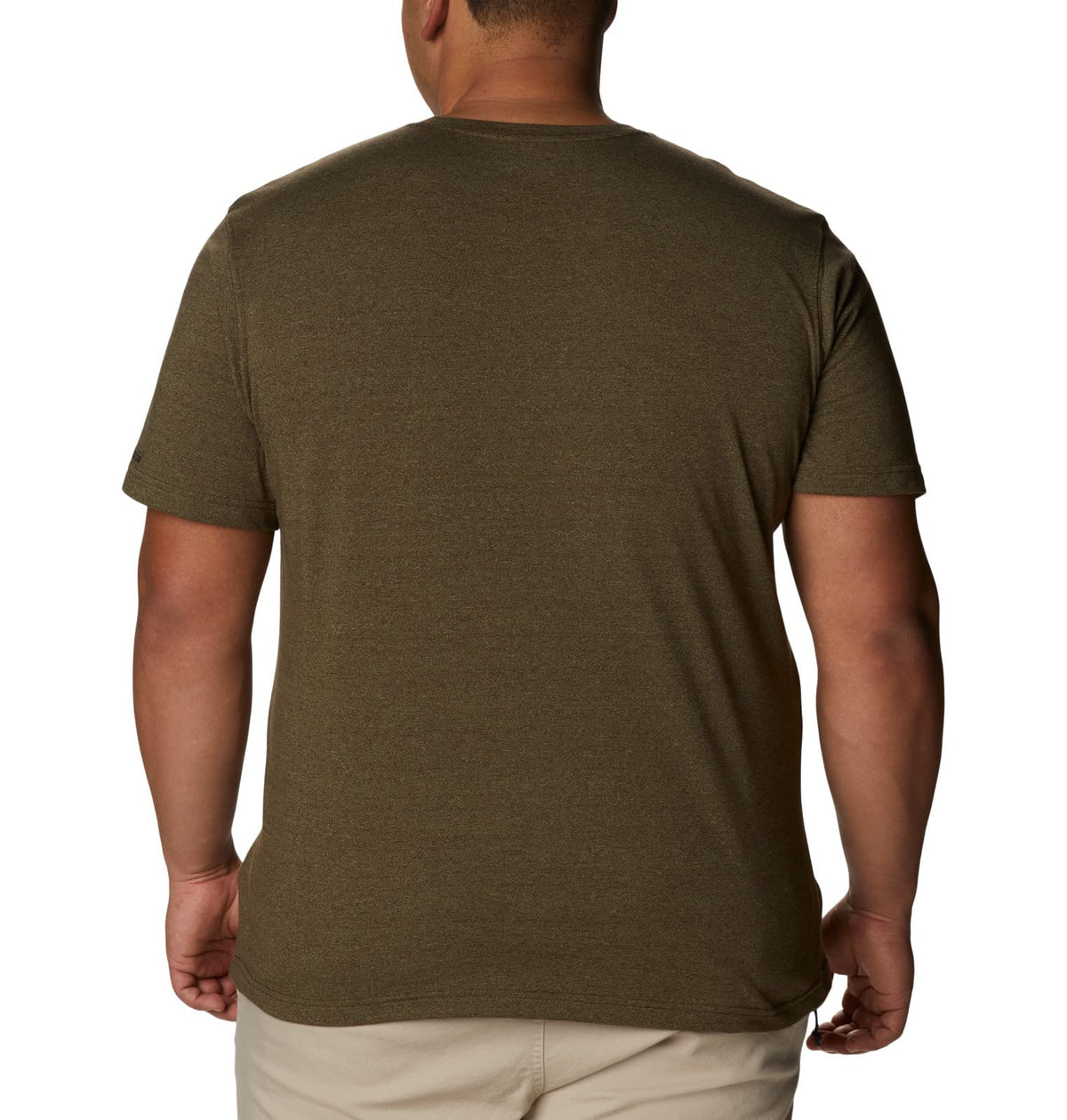 Columbia Men's Thistletown Hills Graphic Short Sleeve, Olive Green Heather/Wanderland Graphic, Small