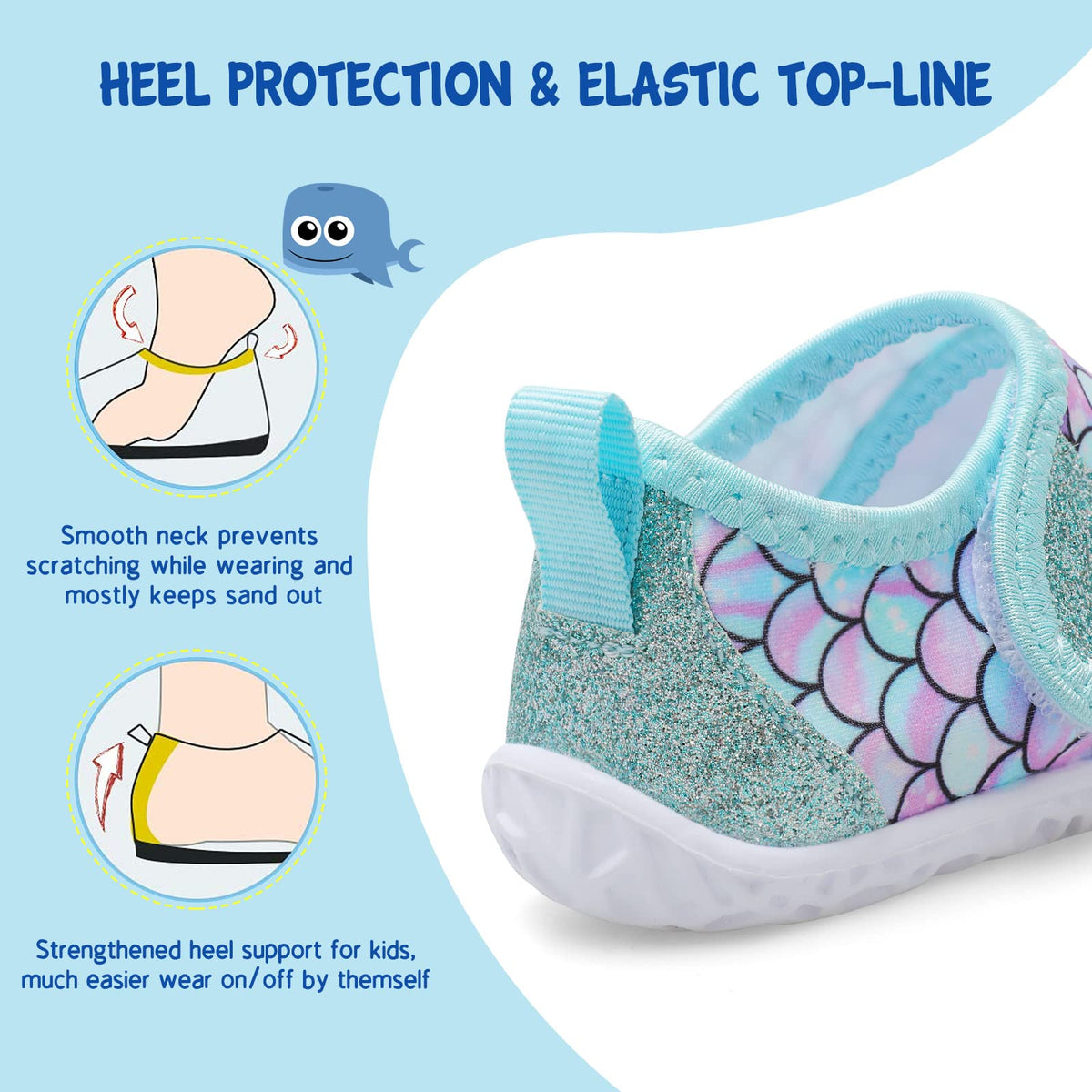 LeIsfIt Boys Girls Water Shoes Kids Aqua Socks Toddler Quick-Dry Swimming Shoes Non-Slip Summer Shoe for Beach Pool Surf, Green Scale, 8 Toddler