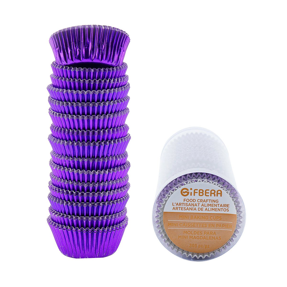 Gifbera Mini Foil Baking Cups Gold, 300-Count Bright Foil Paper Gold Cupcake Liners Mini Size