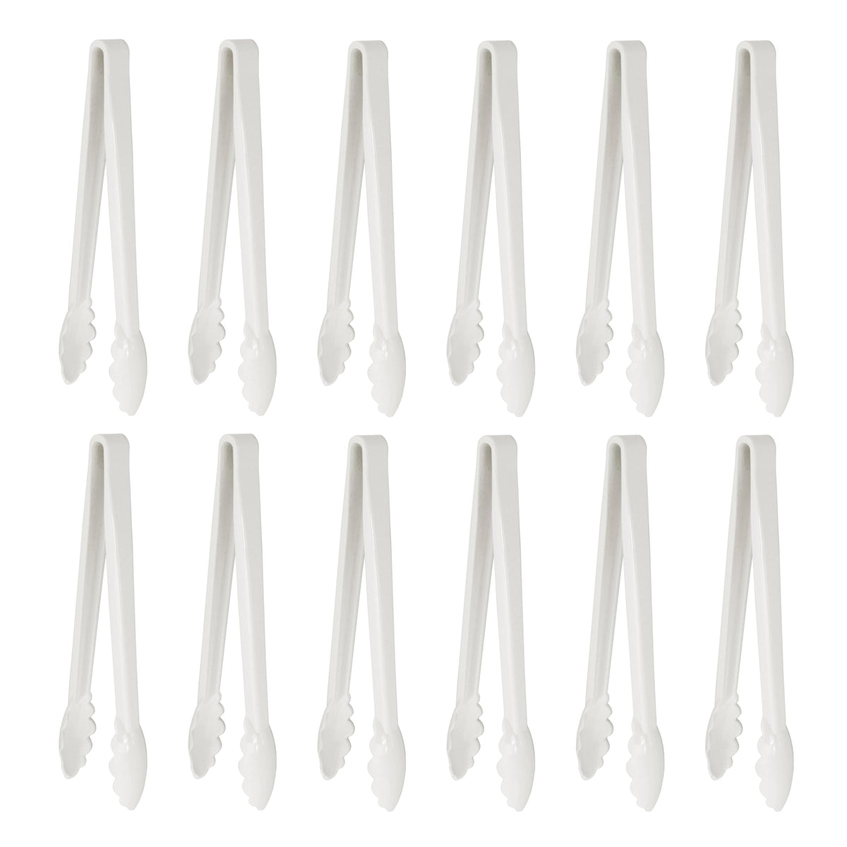 New Star Foodservice 35551 Utility Tong, High Heat Plastic, Scalloped, 12 inch, Set of 12, White