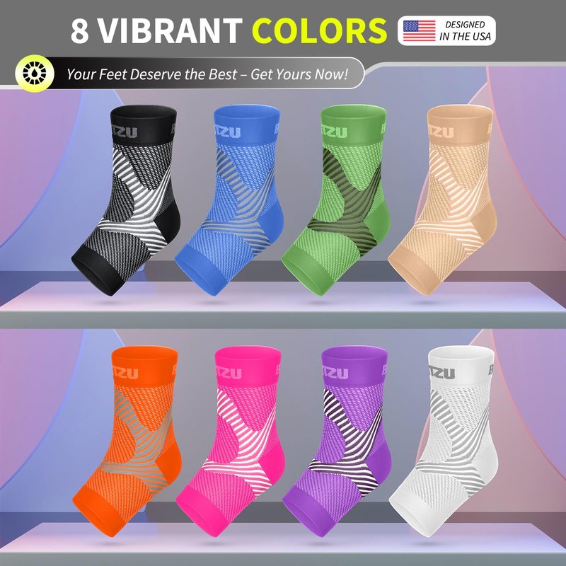 BLITZU Compression Socks for Plantar Fasciitis, Achilles Tendonitis, Arthritis Relief, Ankle Brace Compression Sleeve with Foot Arch Support, Ankle Wrap for Women, Men, Swelling & Heel Pain Blue S-M