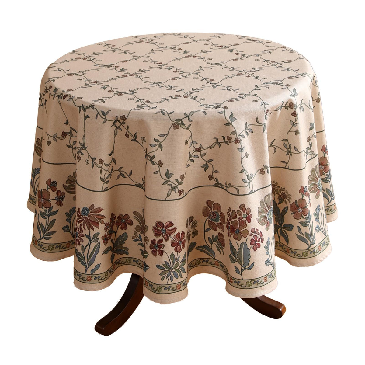patdrea Vintage French Linen Tablecloth,Round,Diameter 55"-Wensel