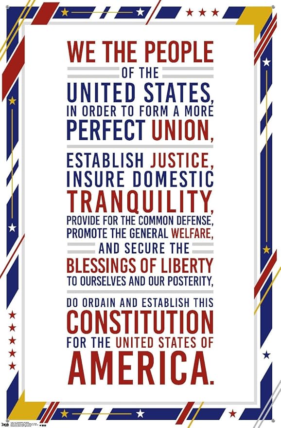 Trends International The United States Of America - Constitution Preamble Wall Poster, 22.37" x 34.00", Premium Poster & Push Pin Bundle