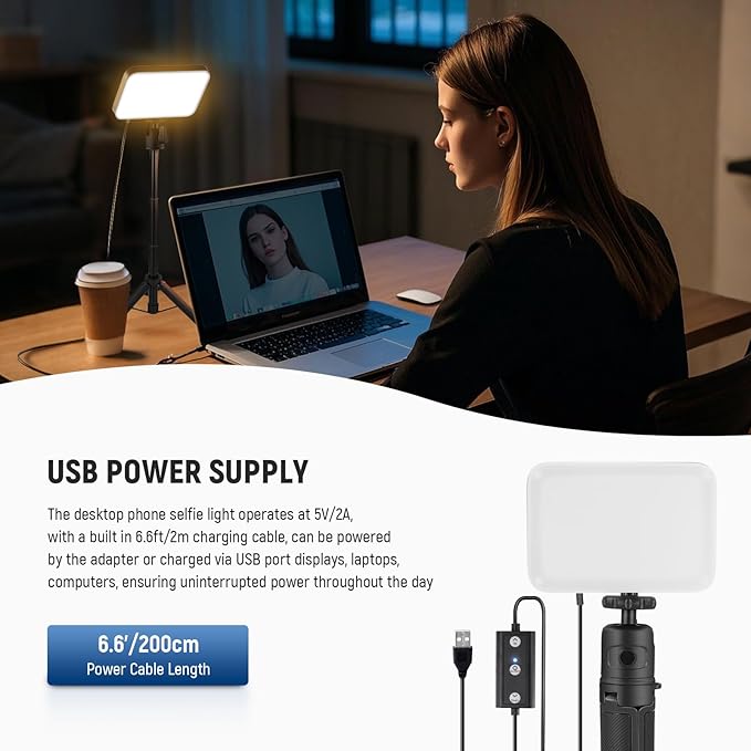 NEEWER BASICS 2 Pack LED Video Panel Light, Video Conference Lighting Kit with Desktop Tripod Stands/Filters for Webcam Desk Computer Laptop Zoom Call Makeup Recording Selfie Streaming, Dimmable, BP66