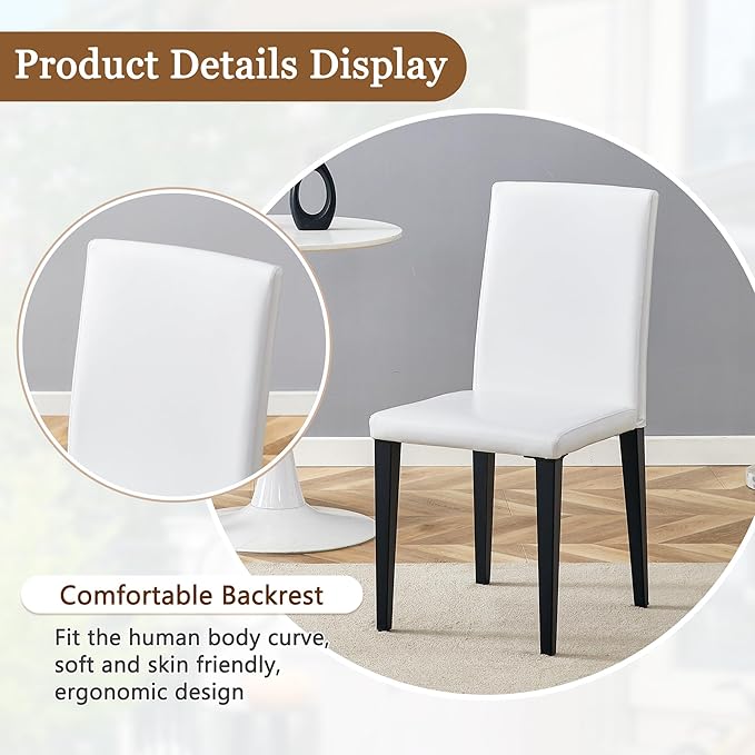 Glass Dining Table Set for 4, 63” Kitchen Table Set for 4, Modern Dining Room Table Set with Upholstered Chairs, Tempered Glass Tabletop with Y Shape Base