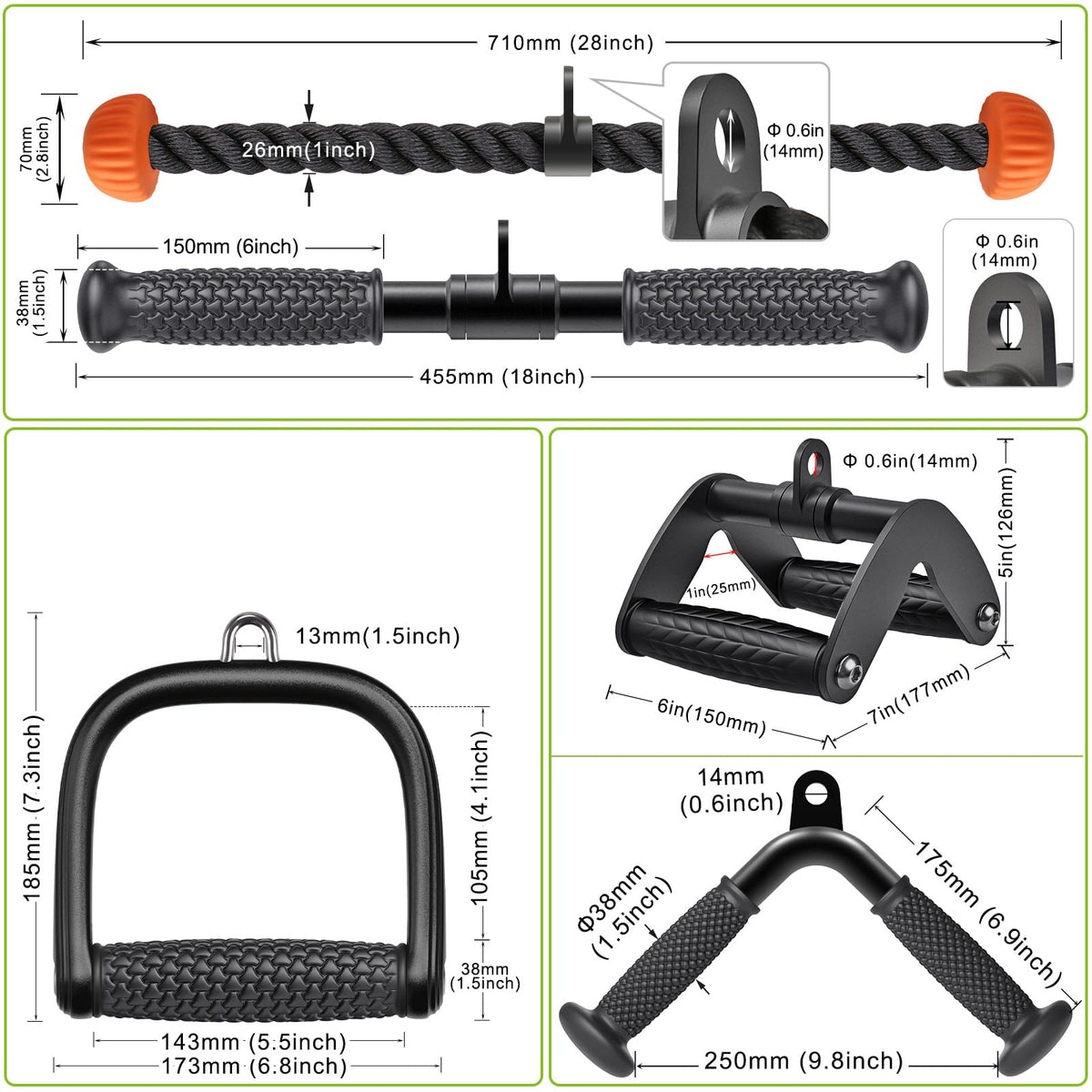 SELEWARE Triceps LAT Pulldown Attachments Weight Machine Accessories