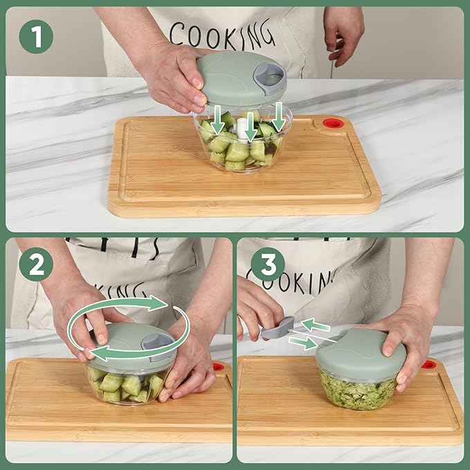 LGURT Garlic Chopper, Pull-String Vegetable Onion Mincer