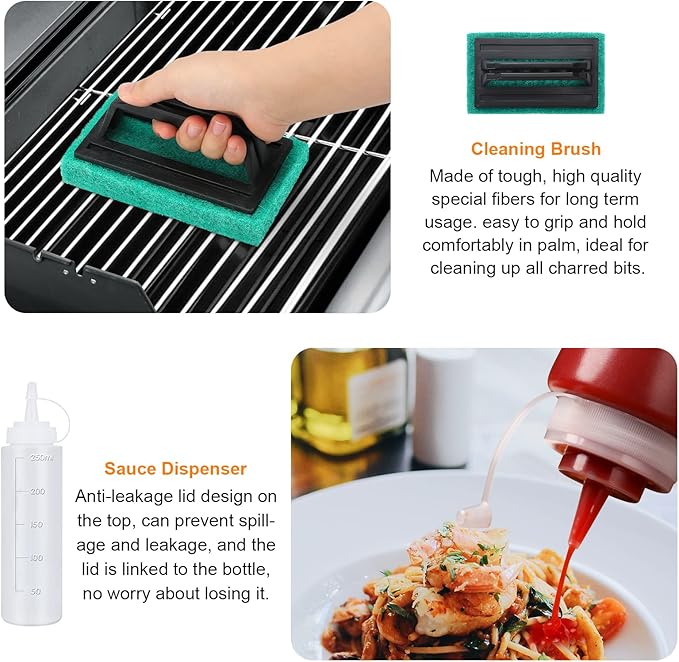 AULTONG 8-Piece Griddle Accessory Kit – Premium Stainless Steel Tools with Leak-Proof Bottles, Scraper, Spatulas, Cleaning Brush & Carry Bag for Blackstone & Camp Chef(8pcs)
