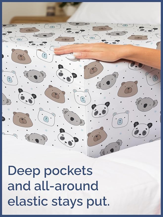 Kids Bears Twin 3 Piece Sheet Set - Boys, Girls, Teens, Toddler - Easy Fit, Deep Pockets - Breathable, Hotel Quality Bedding Sheets - Machine Washable - Wrinkle Free - Cute, Cozy & Soft - CGK Linens