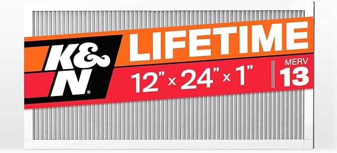 K&N 12X24X1 HVAC Furnace Air Filter, Lasts a Lifetime, Merv 13, the Last HVAC