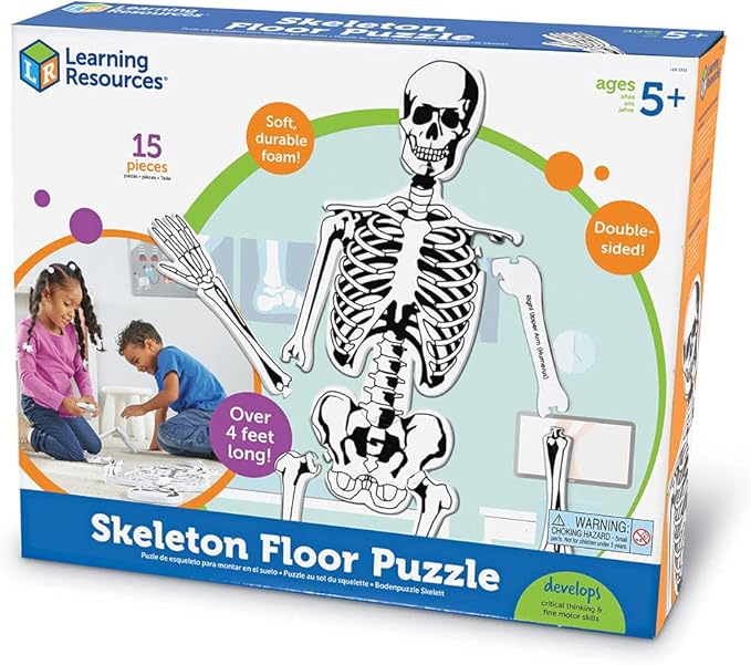 Learning Resources Skeleton Floor Puzzle - Science Classroom Must Haves, STEM Student Essentials, Practice Anatomy, Back to School Supplies for Teachers, Ages 3+