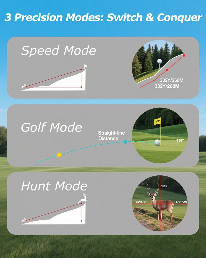 Golf Rangefinder with Slope - 1200 Yards Laser Range Finder Golf & Hunting with Magnetic Strap, Flag Pole Locking Vibration, 7X Magnification, IPX4 Waterproof Rechargeable, Golf Accessories
