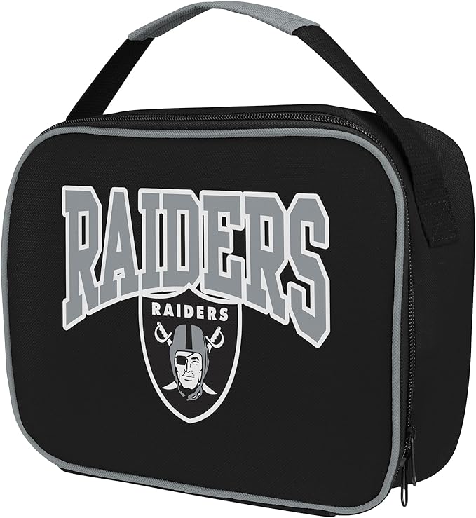 FOCO NFL Unisex-Adult Officially Licensed Wordmark Team Color Big Logo Football Zip Closure 7L Lunch Bag - Las Vegas Raiders