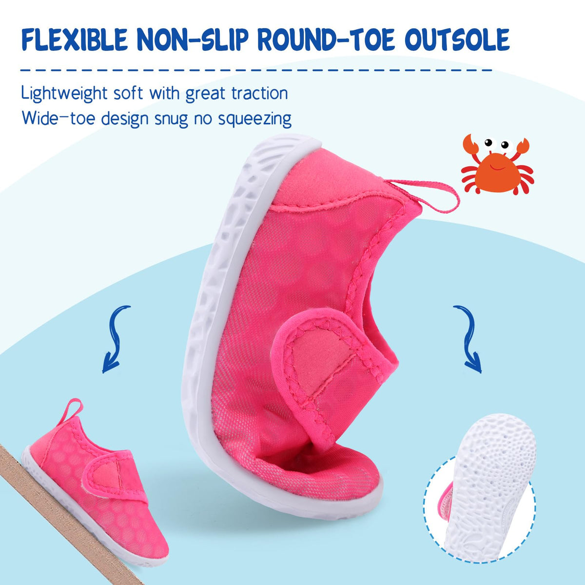 LeIsfIt Toddler Water Shoes Boys Girls Barefoot Aqua Socks Kids Breathable Quick-Dry Swim Shoes for Beach Pool Surf, Rose, 10 Toddler