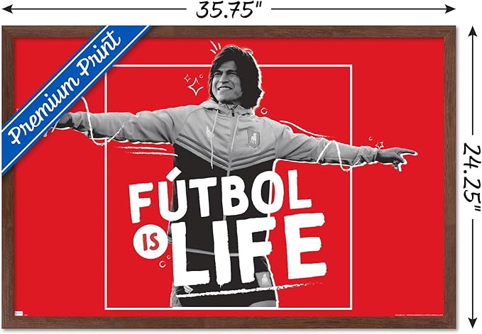 Ted Lasso - Futbol is Life Wall Poster, 34L" x 22.4W", Mahogany Framed Version