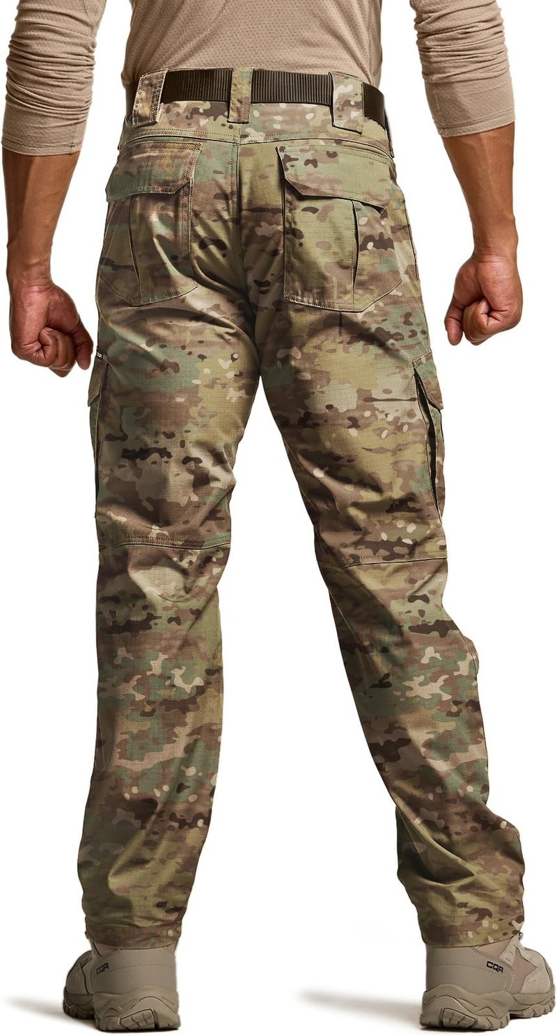 CQR Men's Tactical Pants, Water Resistant Ripstop Cargo Pants, Lightweight EDC Work Hiking Pants, Outdoor Apparel, Duratex Mag Pocket Utility Camo, 36W x 30L