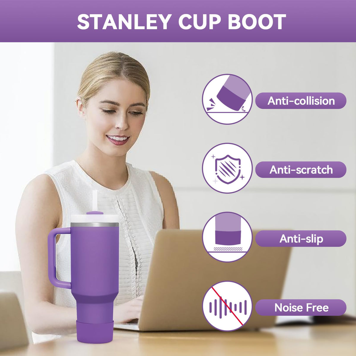 PICcircuit 2PCS for Stanley Boot, Silicone Bottom for Quencher Adventure 40oz 30oz IceFlow 20oz 30oz Bottle&for Hydroflask Tumbler 12-24oz for Stanley Cup Accessories Avoid Scratches&Noise