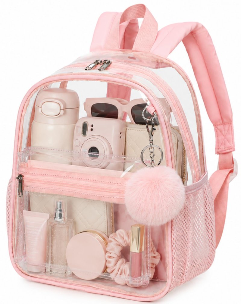 BTOOP Clear Mini Backpack for Stadium Events 12x12x6 Small Transparent Backpacks Plastic See Through Clear Bag for Concerts Work Festival Security Travel