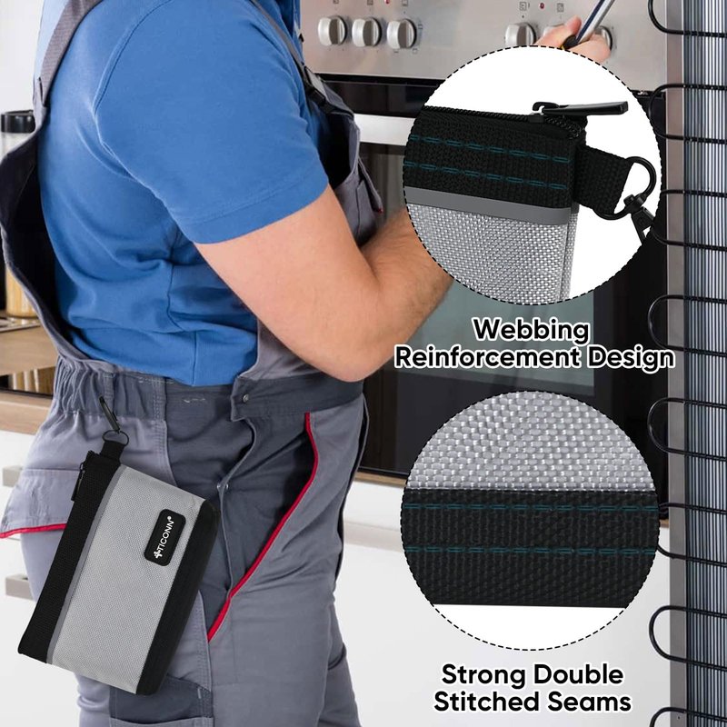 TICONN Tool Pouches with Zipper, 1680D Oxford Small Tool Bags, Waterproof Utility Bag Zipper Pouch for Tool Organizers and Storage (3 Pack Combo)
