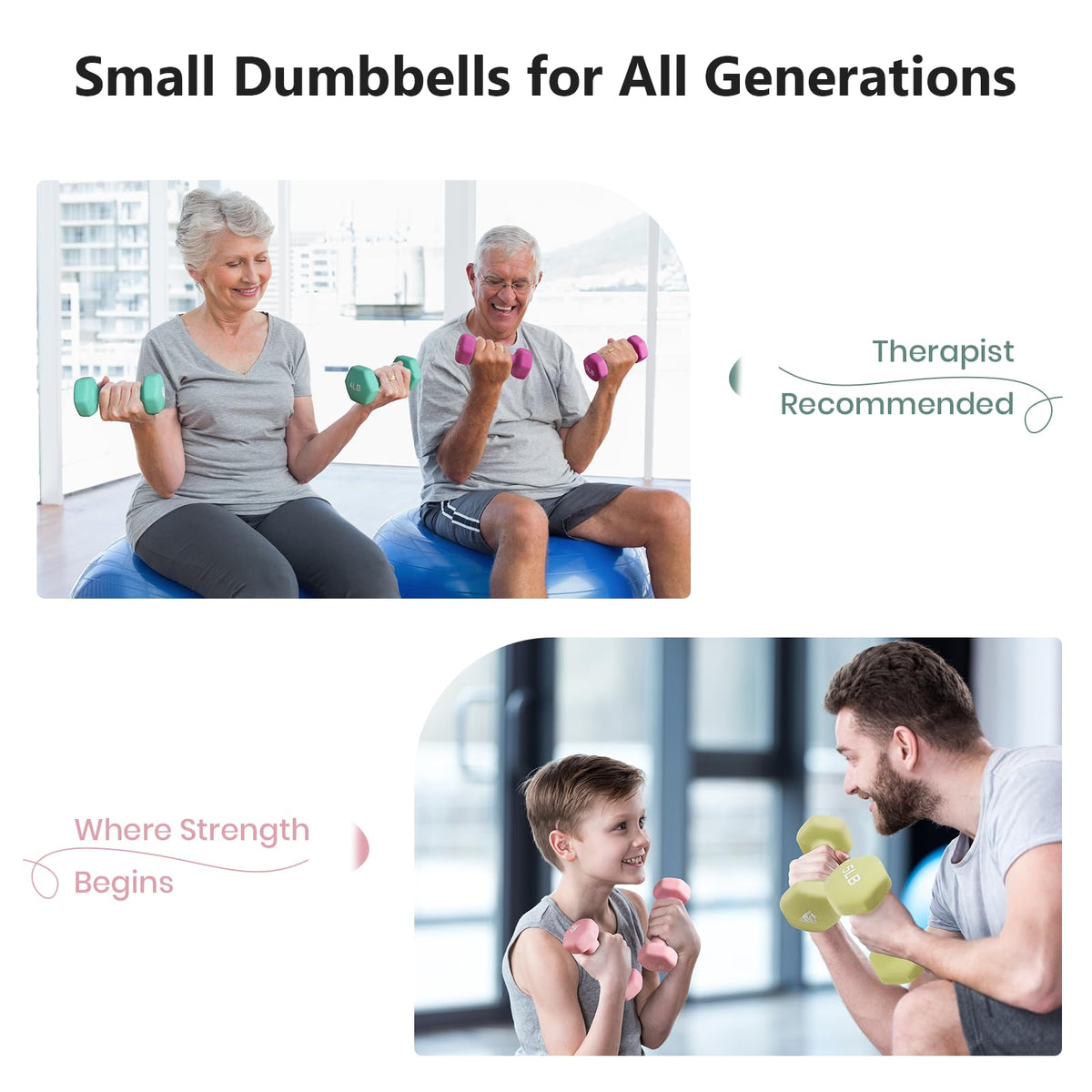 LIONSCOOL Neoprene Coated Dumbbell Weights (Rose Pink 1lb Pair)