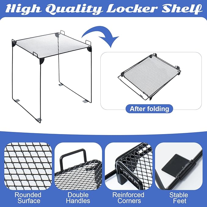 12 Pcs Locker Organizer and Decorating Kit, First Day of School Essentials for Girl Marble Print Whiteboard with Markers Locker Shelf Plush Area Rug String Light Mirror Magnetic Cup and Magnet (Black)