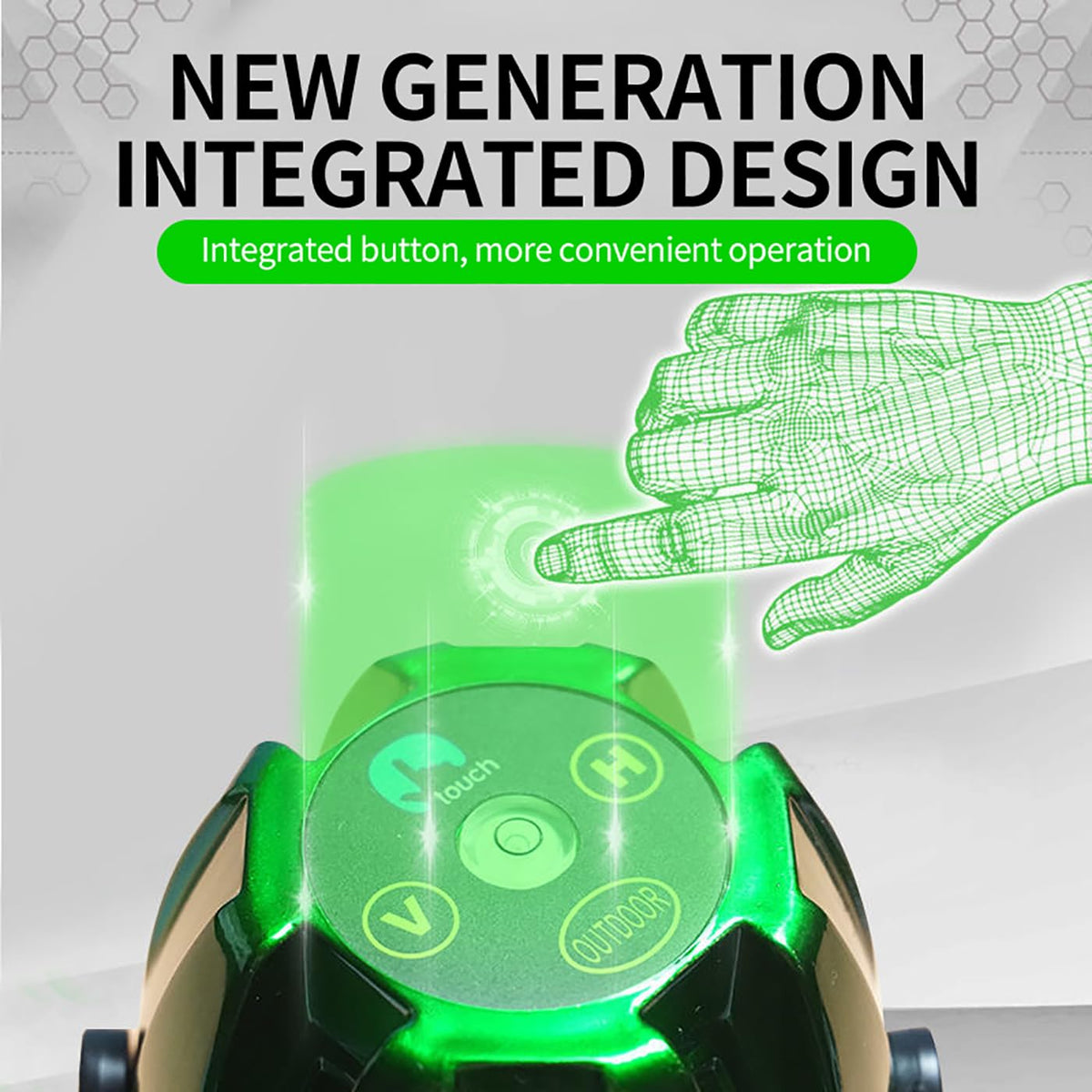 (Outdoor Super Bright) 5 lines laser level 360 self leveling Precision Cross Line level tool Green beam with 360° Rotating base Digital Li-ion Battery 5 Strong light spots 1 Plumb point