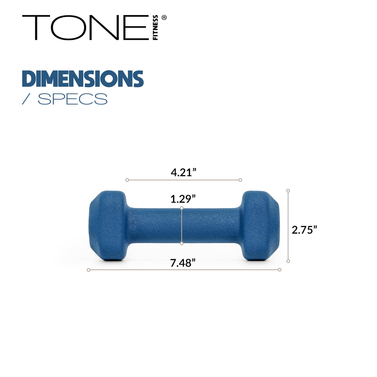 Tone Fitness 5 lb Neoprene Dumbbell Pair for Home Workouts – Non-Slip Design - Beige