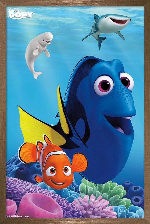 Trends International Disney Pixar Finding Dory - Dory Wall Poster, 22.375" x 34", Bronze Framed Version