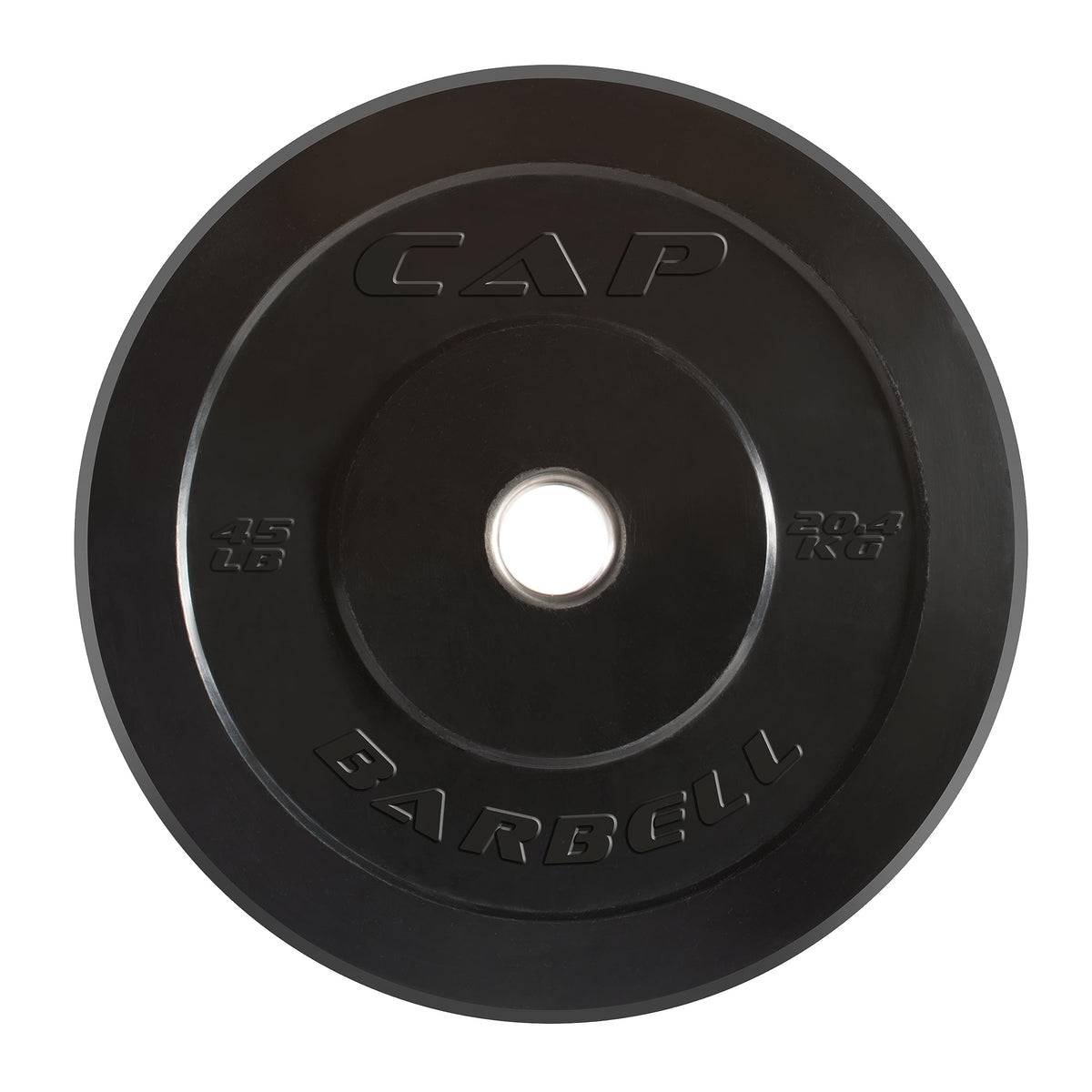 CAP Elite 45 lb Single Olympic Bumper Plate, Medium Bounce Virgin Rubber Weight Plate with Stainless Steel Anchored Hub, 2-Inch Olympic Barbell Compatible for Strength Training, Weightlifting & Home Gym Workouts.