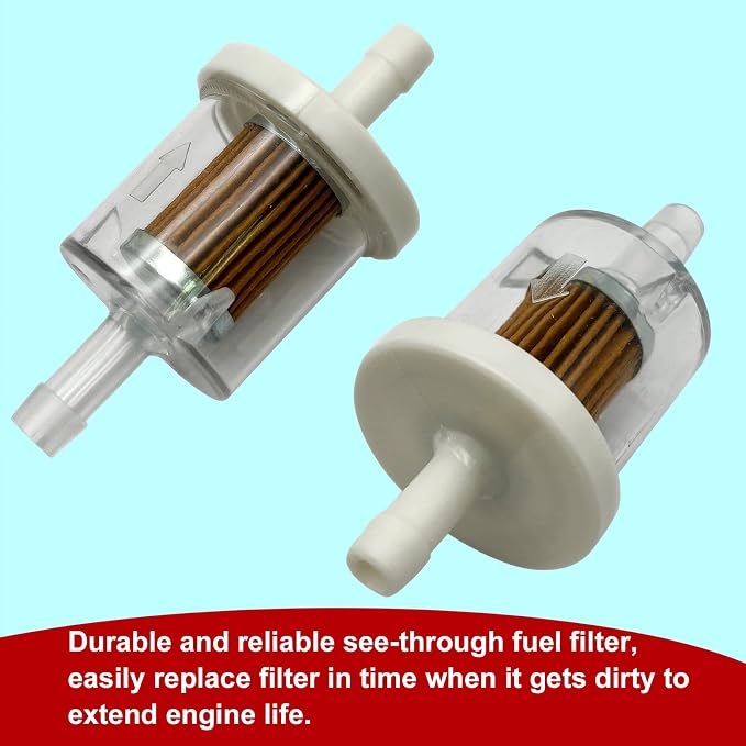 2-Pack 1/4" Inline Fuel Filter, 40 Micron Replacement