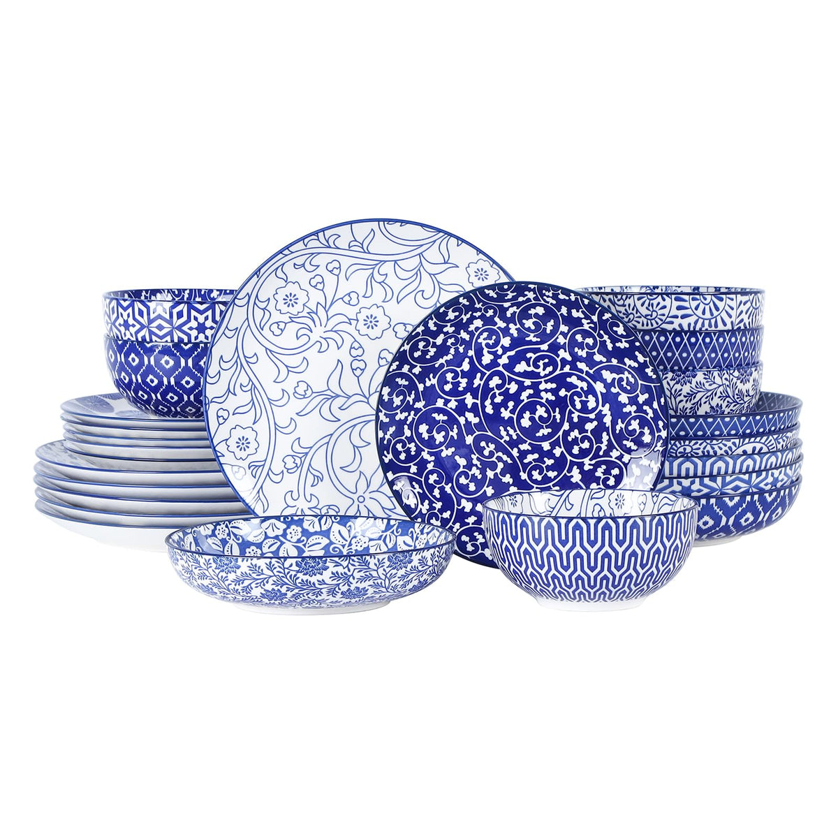 Selamica Ceramic Dinnerware Sets for 4, 16 Pieces Plates and Bowls Sets, Dishes set for 4-Chip and Scratch Resistant, Dishwasher&Microwave Safe, Assorted Colors
