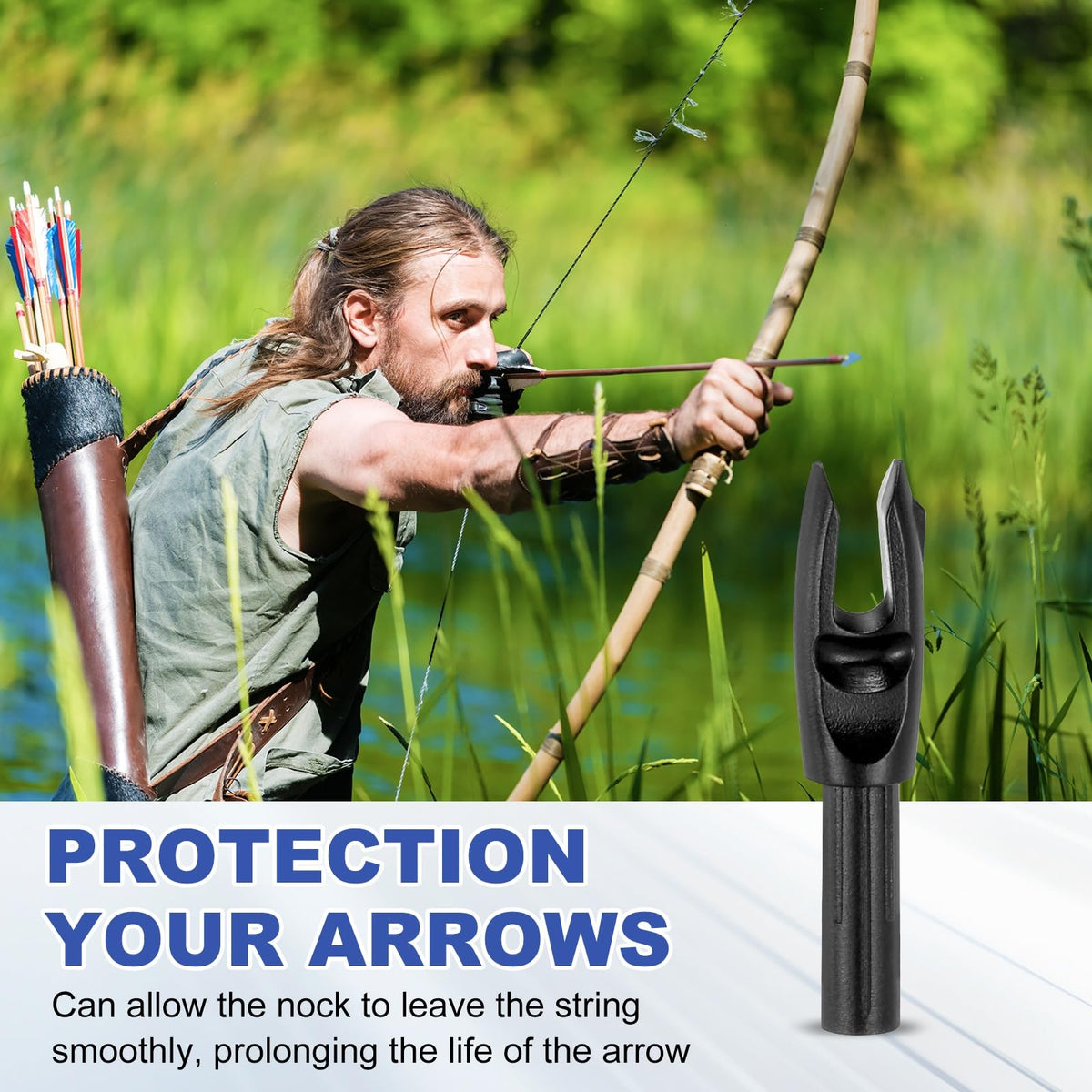 PATIKIL Archery Arrows Nocks 4.2mm, 30 Pack Plastic Insert Arrow Nock Replacement Arrow Tails for Hunting Shooting Compound Recurve Bow, Black