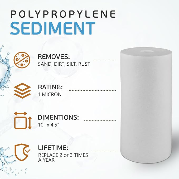 Ronaqua 10" x 4.5" Big Sediment Replacement Water Filter Cartridge, 1 Micron