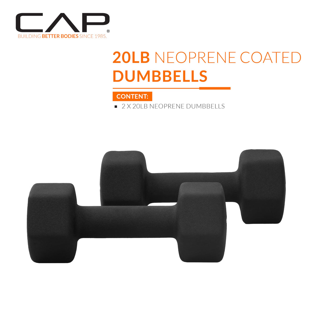 CAP 20 LB Neoprene Dumbbell Hand Weights - Pair | Black