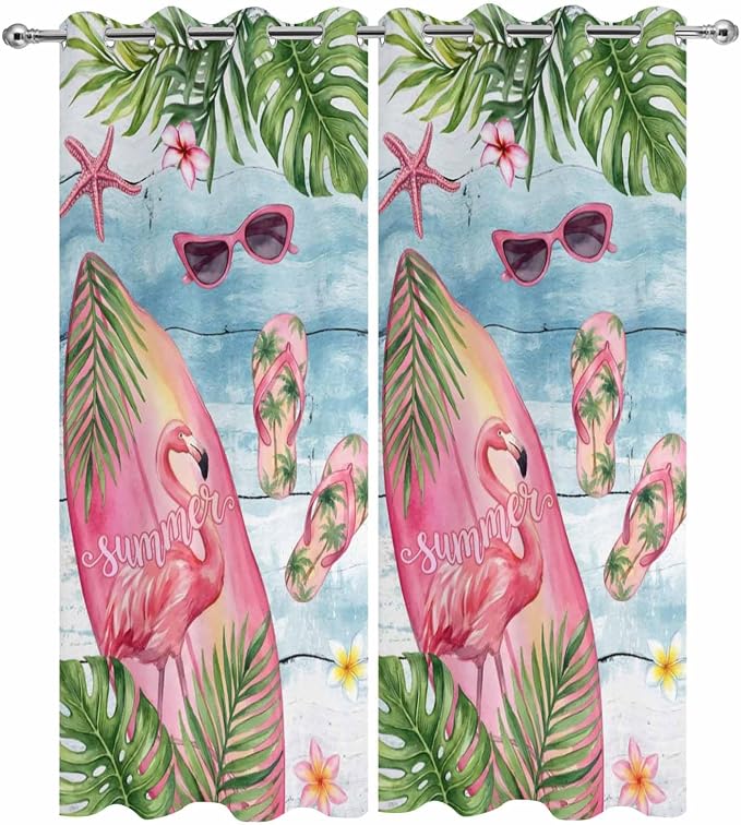 Summer Flamingbirds Outdoor Curtains