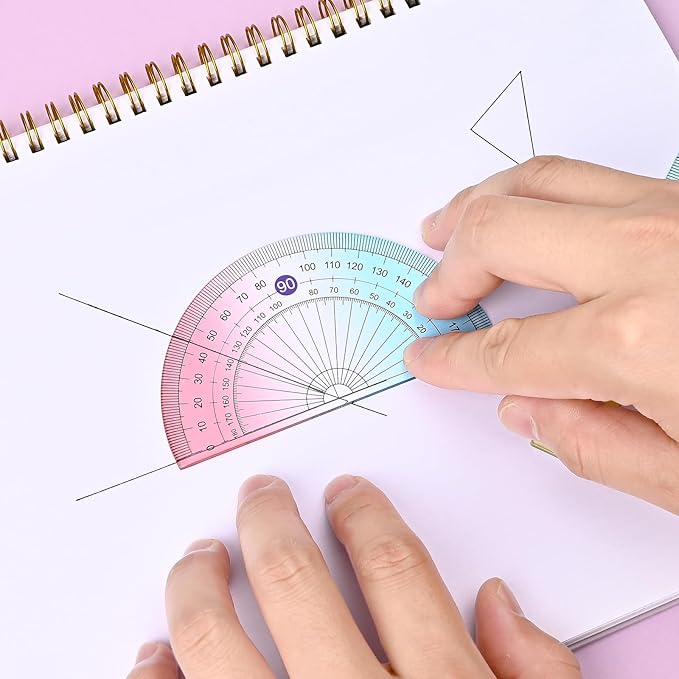 BAYTORY 12Pcs Transparent Ruler Set, Shatterproof Colorful Acrylic Rulers, Clear Lightweight Geometry Set, Student Stationery Measuring Tool, for School and Office (Gradient Colors)