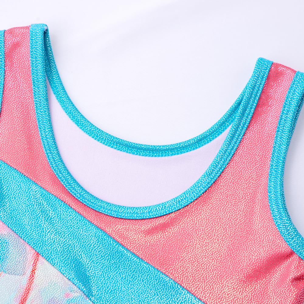 HOZIY Girls Gymnastics Practice Leotards for Girls 8-10 Coral Floral Equipments Kids Leo Orange Leotardos De Gimnasia Para Niñas