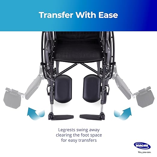 Invacare Wheelchair Elevating Legrest with Padded Calf Pads, Footrest with Swing Away Function, Adjustable Length, Tool-Free Installation, Designed for Invacare Wheelchair