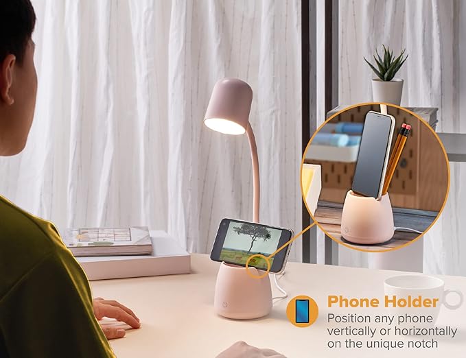 Bostitch Office LED2105-PNK Dimmable Lamp with Storage Cup, Three Brightness Levels, Touch Sensitive Dimmer, Energy-Efficient, Pink