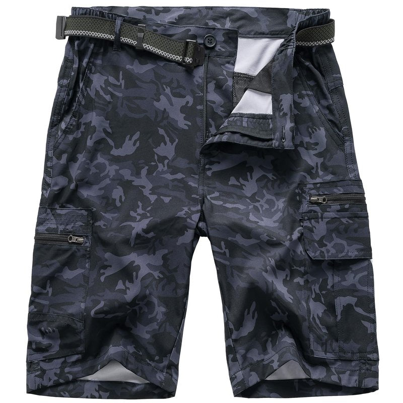 Jessie Kidden Mens Outdoor Casual Expandable Waist Lightweight Water Resistant Quick Dry Fishing Hiking Shorts (6222 Black Camo 29)