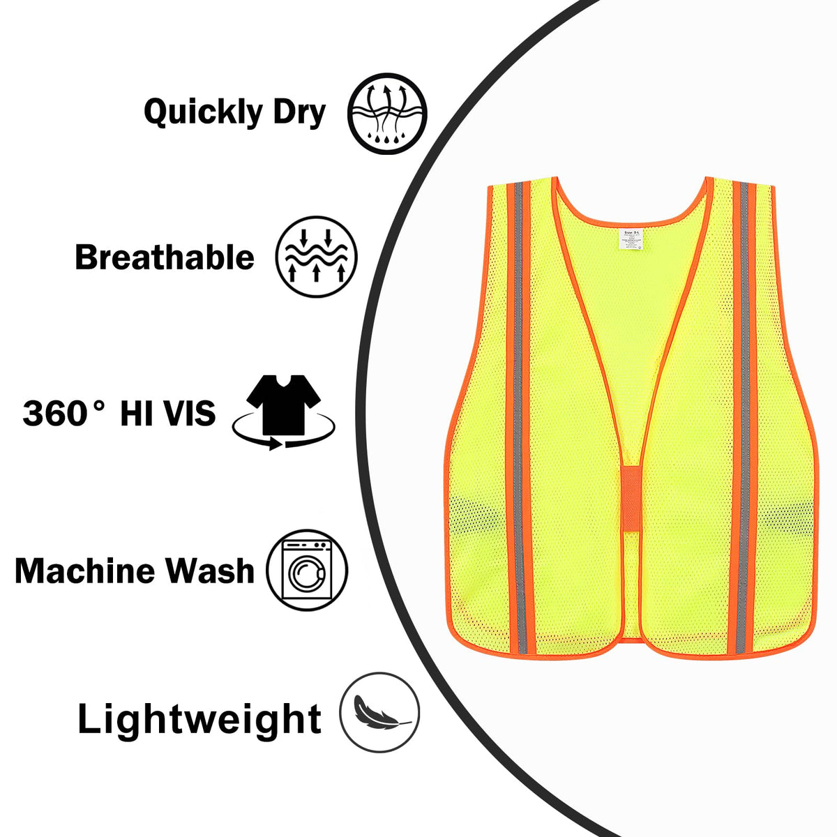 Meiosuns Reflective High Visibility Safety Vest for Men Women Class 2 Hi Vis Breathable Mesh Vests Neon Safety Jacket with Elastic Band for Construction Work Meets ANSI/ISEA Standards (Yellow, XL-3XL)