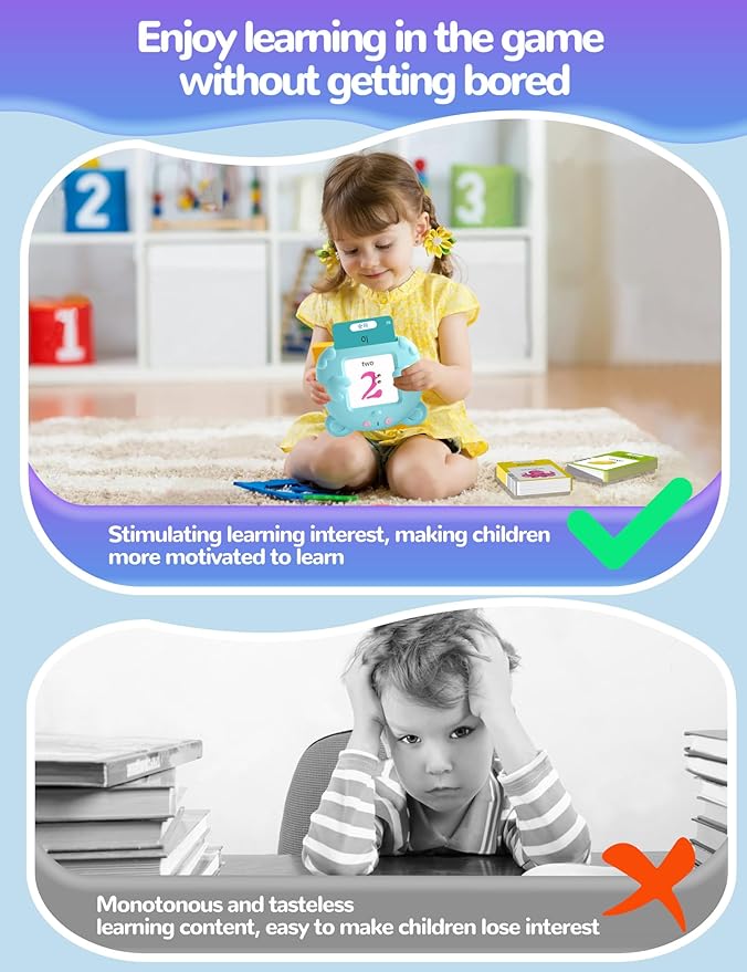Korean and English Talking Flash Cards for Toddlers, 510 Sight Words Bilingual Learning Toys for Children, Autism Pocket Speech Therapy Toys, Korean Vocabulary Educational Flashcards
