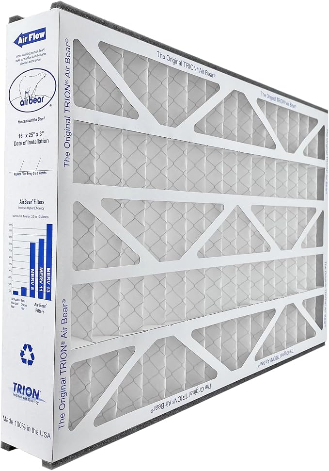 16x25x3 TRION Air Bear Cub Pleated HVAC Air Filter MERV 8