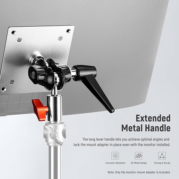 NEEWER Monitor Mount Adapter with VESA Mount, Aluminum Alloy Light Stand Adapter Dual 360° Ball Joint M4 Screw & 5/8" Receiver for Impact Screen Outdoor TV Stand, Max Load 14lb/6.3kg, MA001